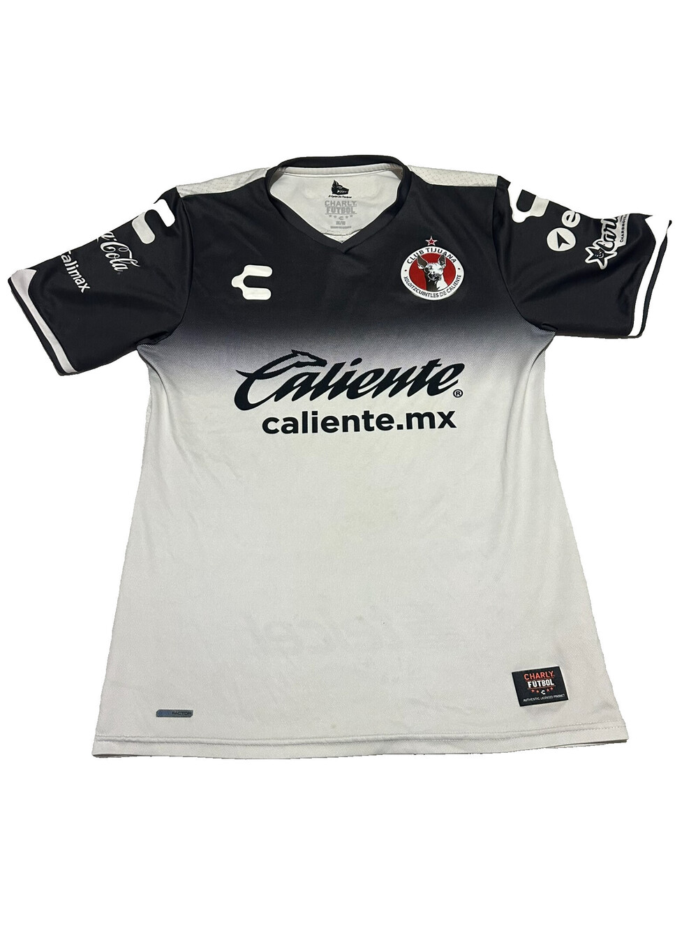 Charly Futbol Soccer Jersey Medium White Black Club Tijiuana Mexico Caliente